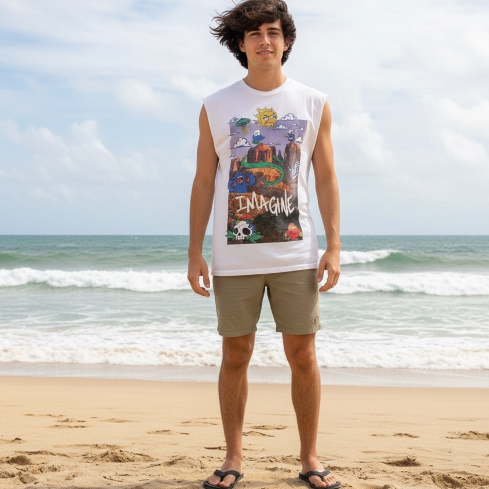 Trust the Universe “Imagine” white graphic T-shirt size L